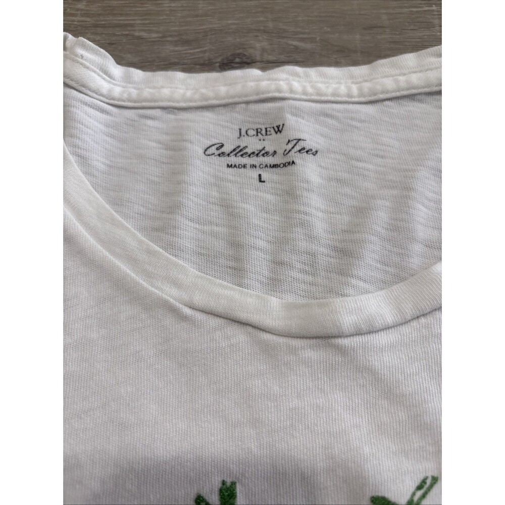 Limited Edition J. Crew Collector Tees Size L Glitter Palm Trees Women Beach - Picture 2 of 7